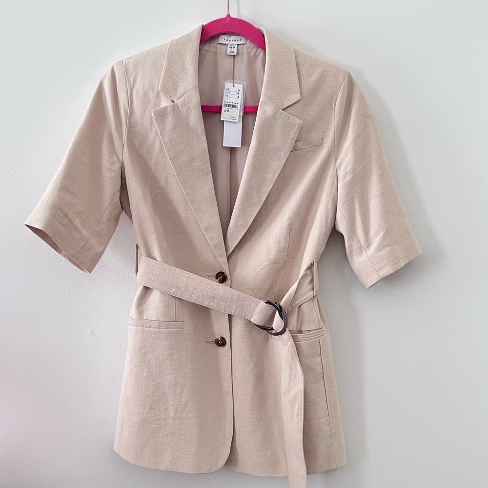 Topshop Belt Linen Blazer